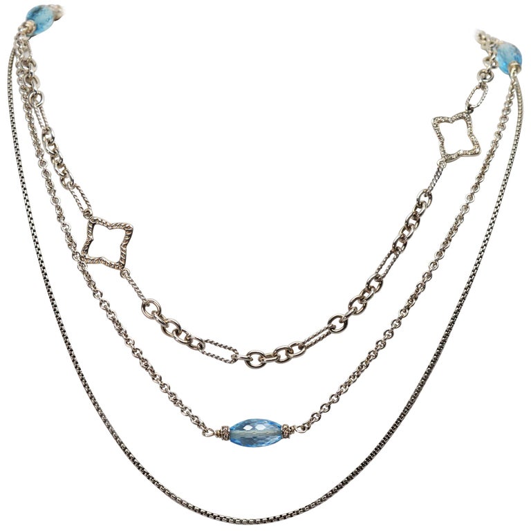 David Yurman Sterling Silver Bijoux Blue Topaz Quatrefoil Multi Chain  Necklace For Sale at 1stDibs | david yurman necklace, david yurman  quatrefoil chain necklace, david yurman quatrefoil necklace