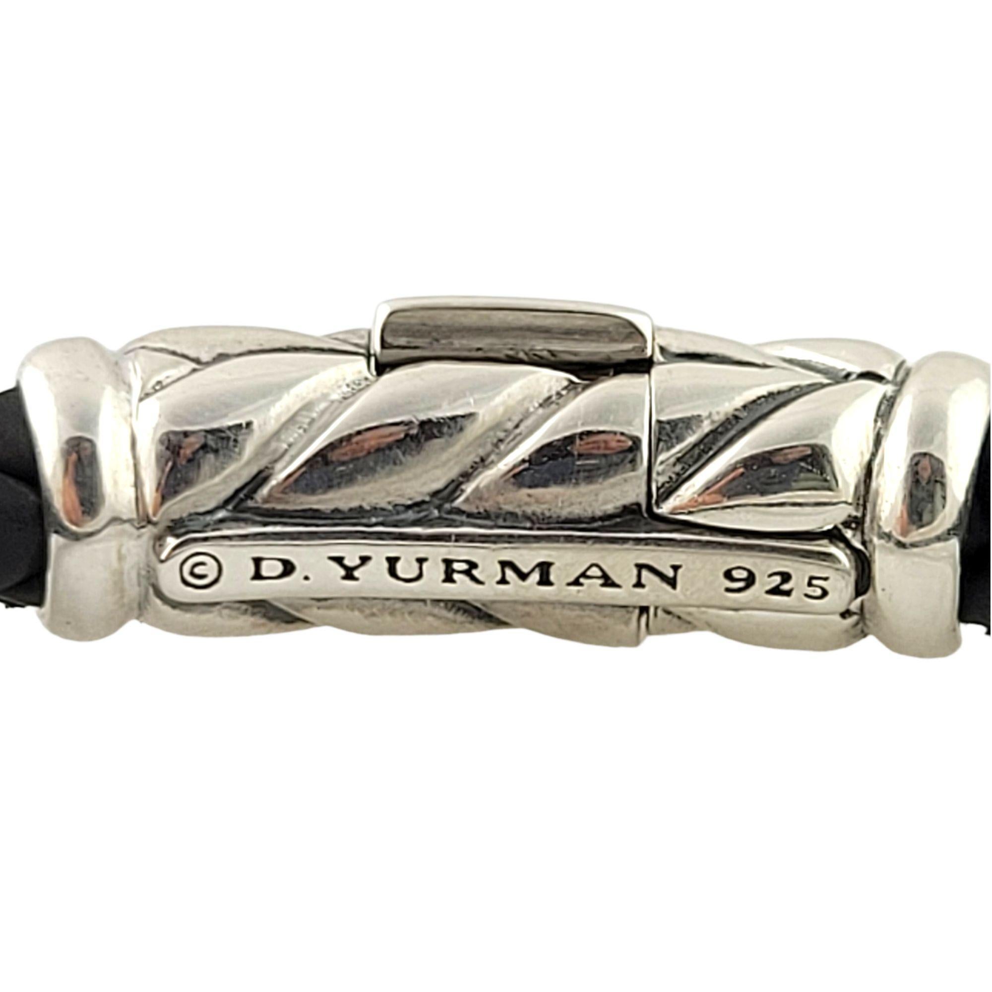 David Yurman Sterling Silver Black Braided Leather Bracelet In Good Condition For Sale In Washington Depot, CT