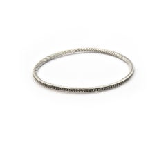 David Yurman Sterling Silver Black Diamond Cable Bangle Bracelet