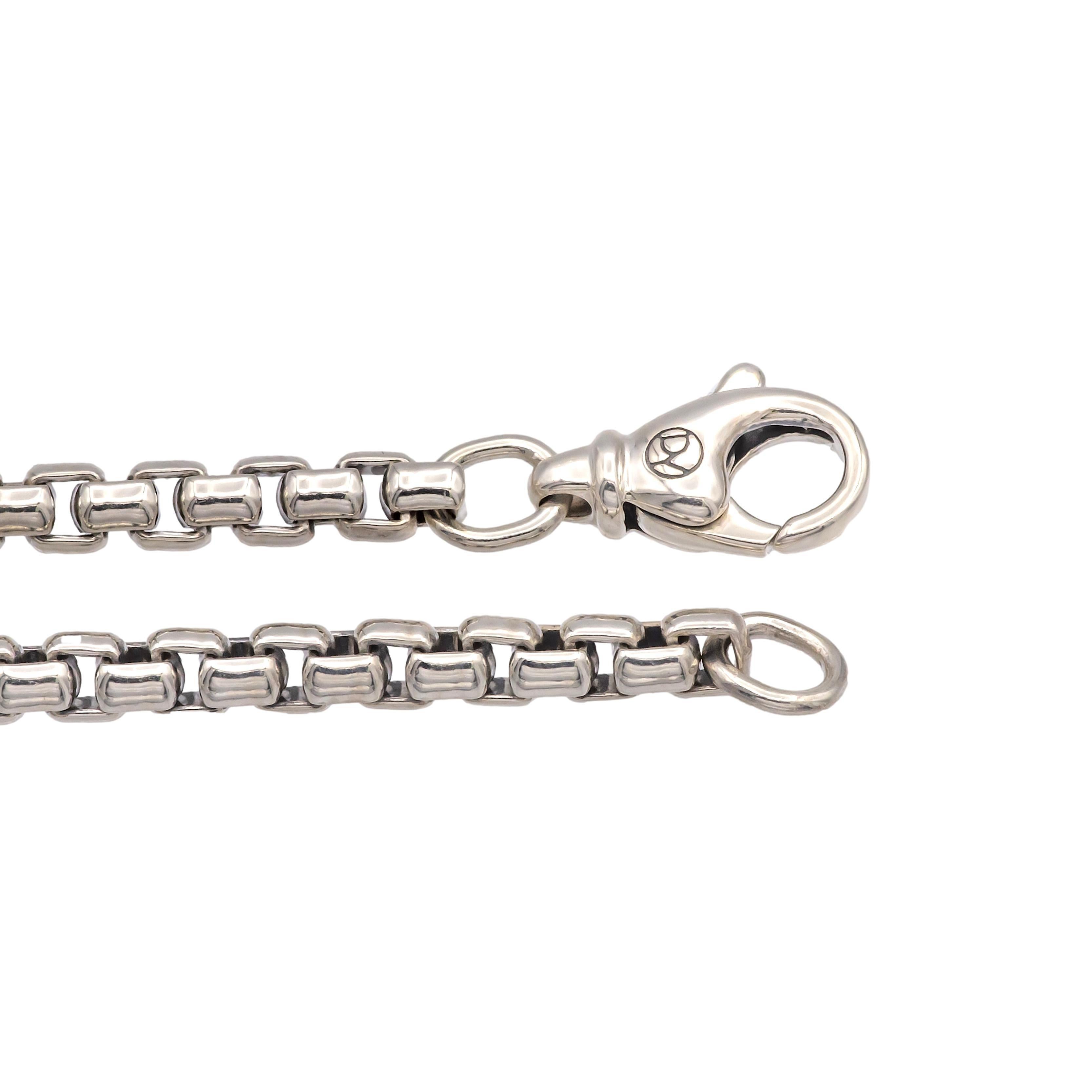 David Yurman Sterling Silver Black Diamond Chevron Cross Pendant Necklace 26” In Excellent Condition In New York, NY