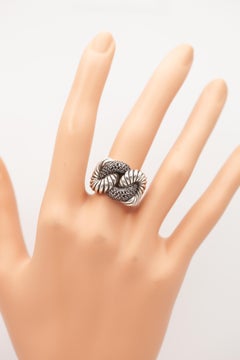 David Yurman Sterling Silver Black Diamond Crossover Knot Ring