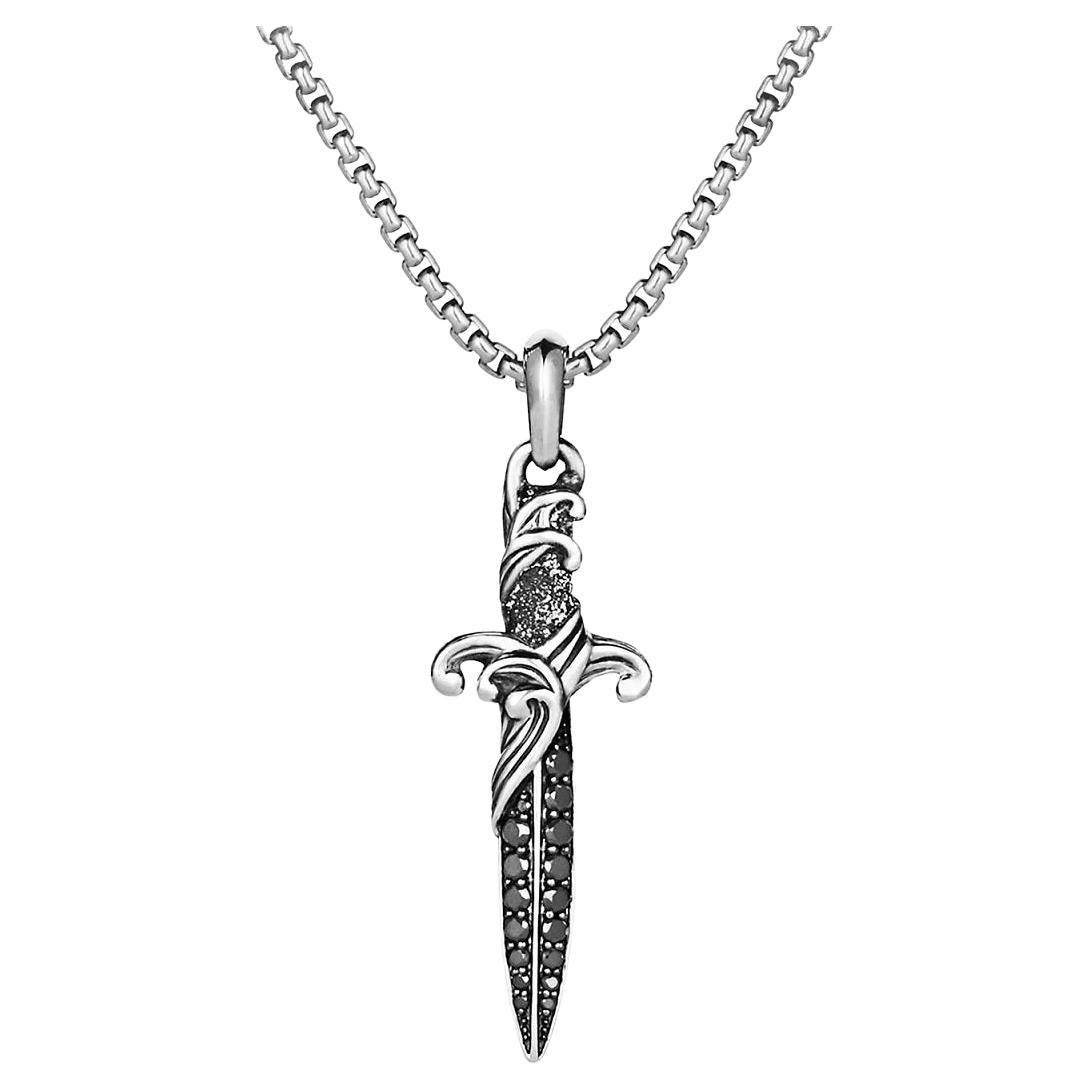 David Yurman Sterling Silver & Black Diamond Dagger Enhancer For Sale