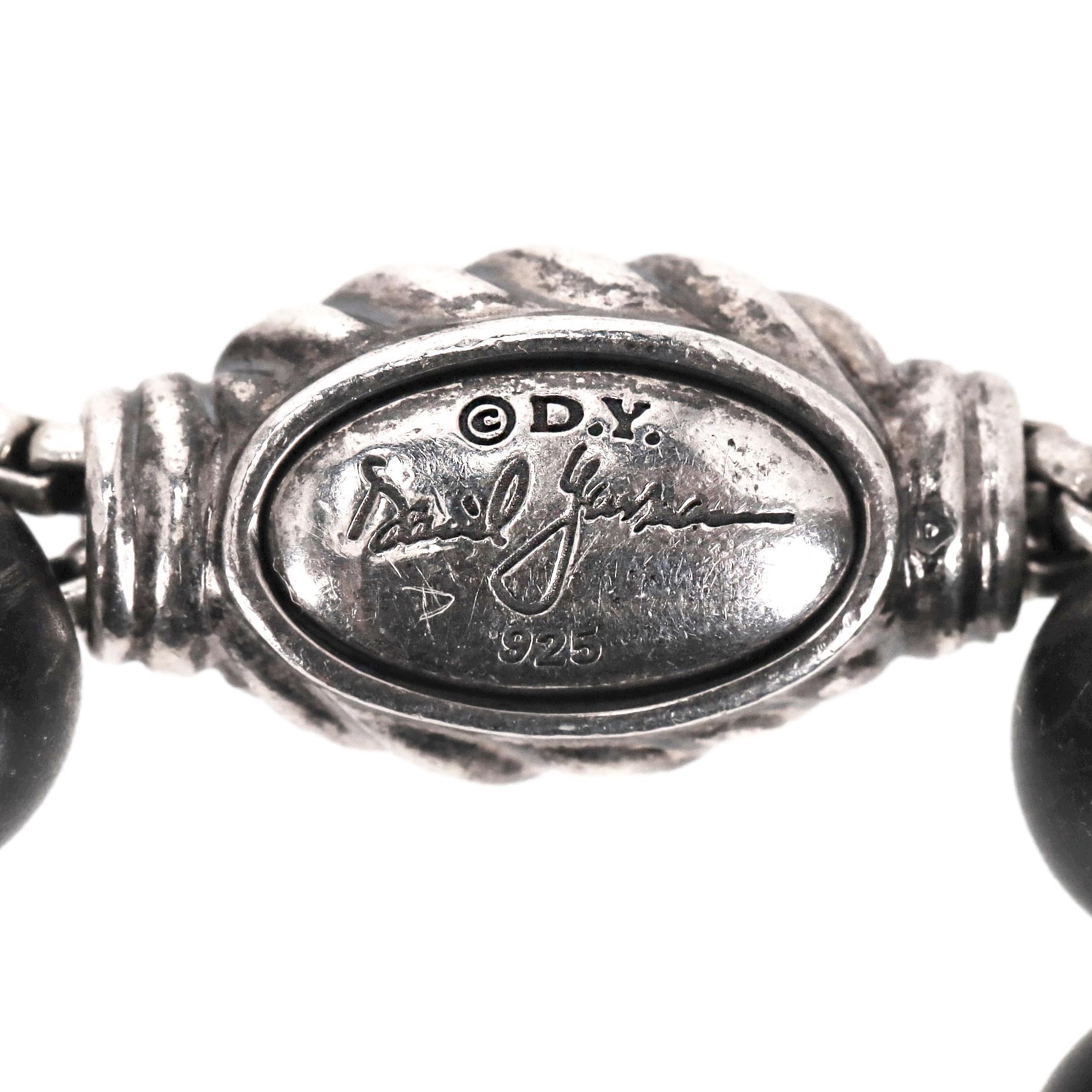 da uomo o donna David Yurman Bracciale con perle spirituali in argento, diamanti neri e onice in vendita