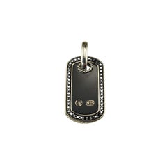 David Yurman Sterling Silver Black Onyx and Black Diamond Dog Tag Pendentif #22969