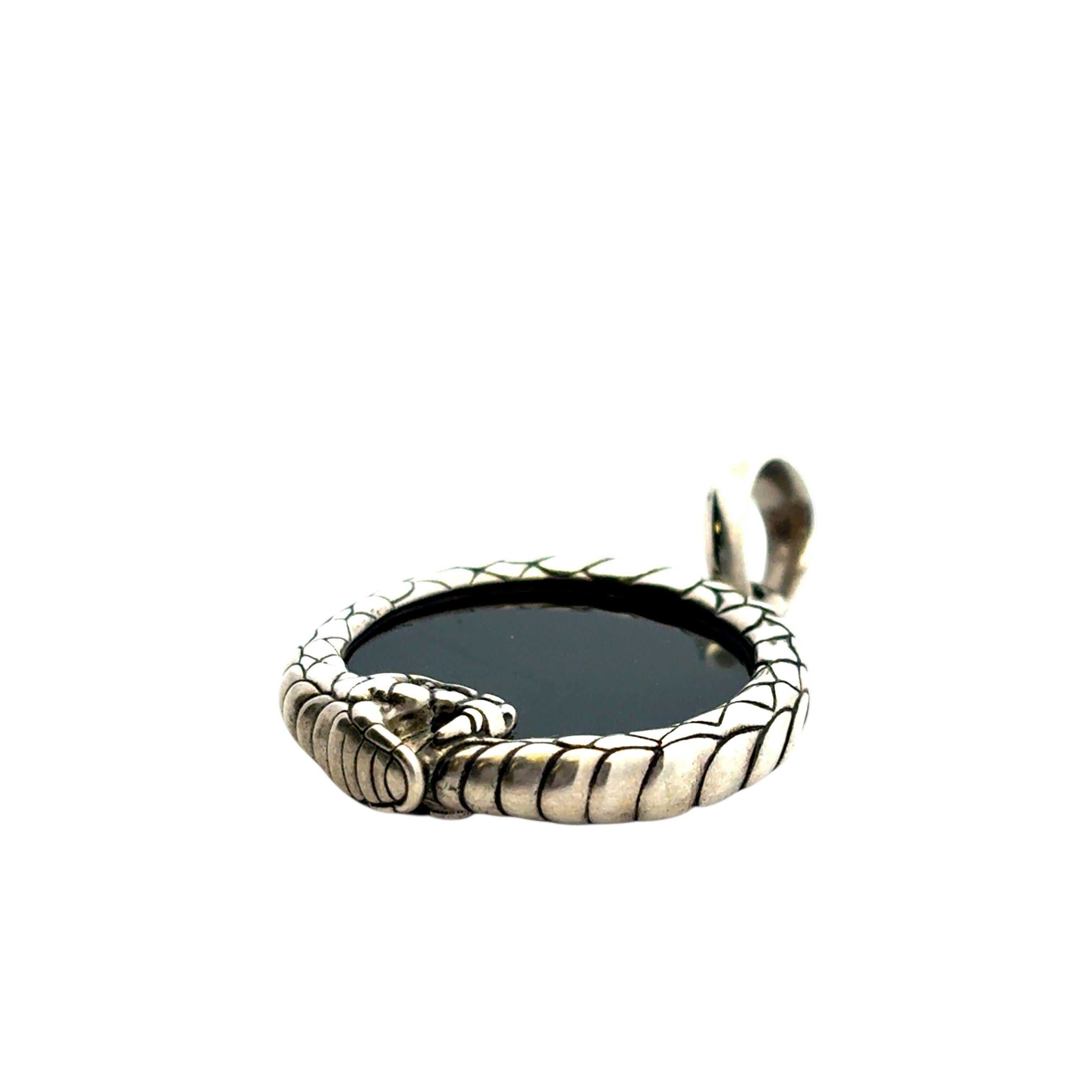 David Yurman Sterling Silver Black Onyx and Ruby Cairo Ouroboros Amulet In Excellent Condition For Sale In Boca Raton, FL