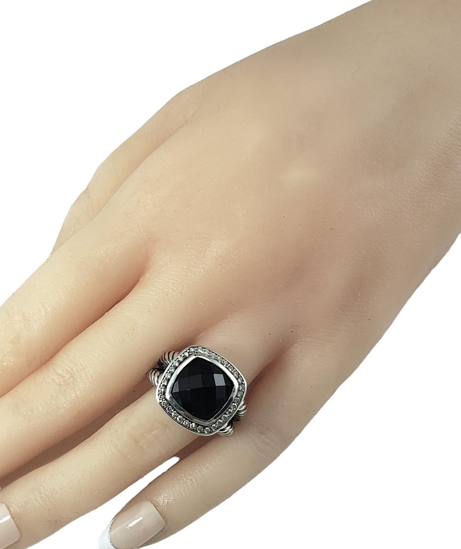David Yurman Sterling Silver Black Onyx Diamond Ring Size 6.75 #15304 1