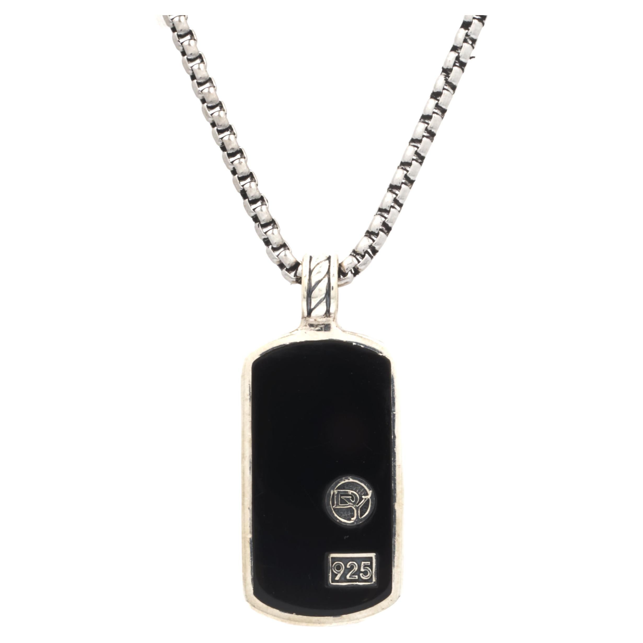 David Yurman Sterling Silver Black Onyx Dog Tag