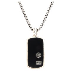 David Yurman Sterling Silver Black Onyx Dog Tag