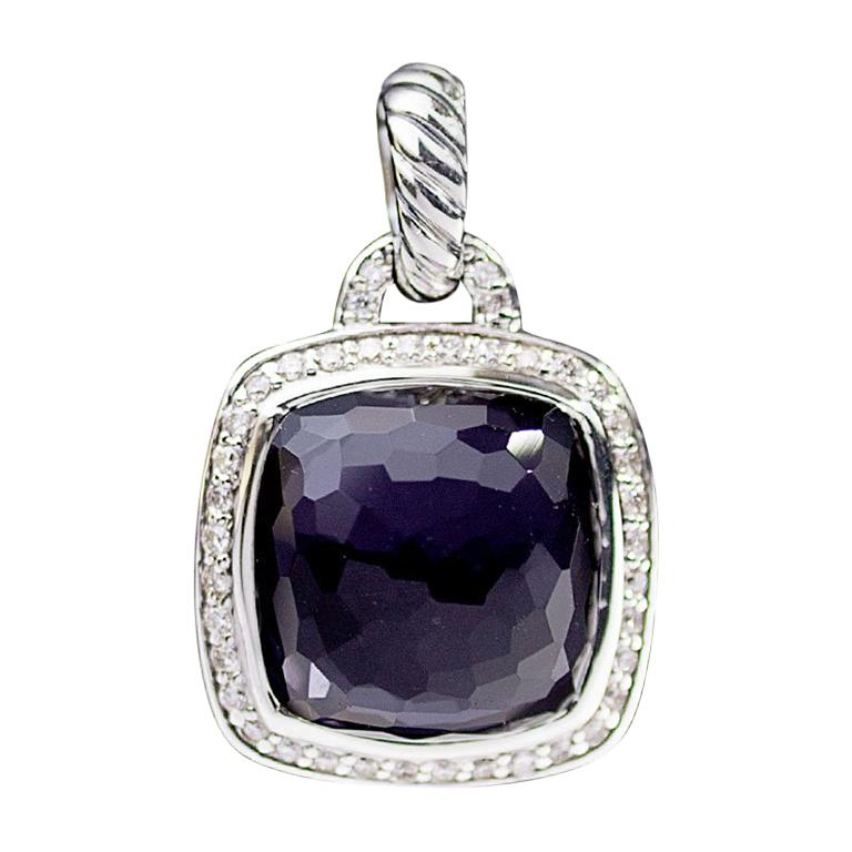 David Yurman Sterling Silver Black Orchid and Diamond Albion Pendant Enhancer