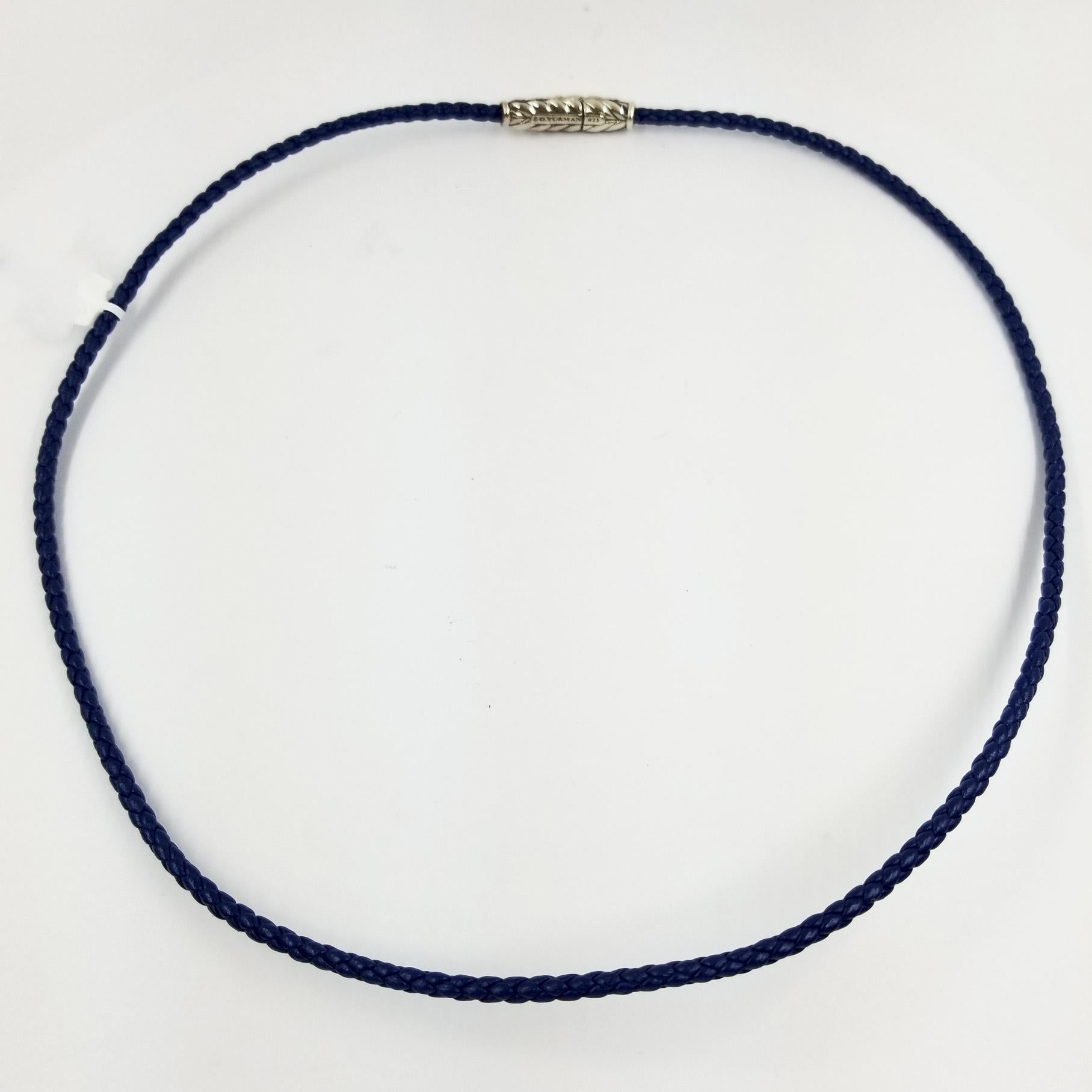 Women's David Yurman Sterling Silver and Blue Leather Wrap Bracelet