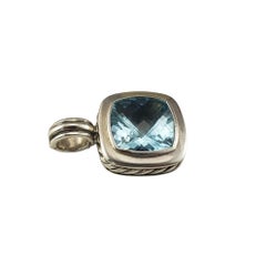 David Yurman Sterling Silver Blue Topaz Albion Pendant Enhancer #22961