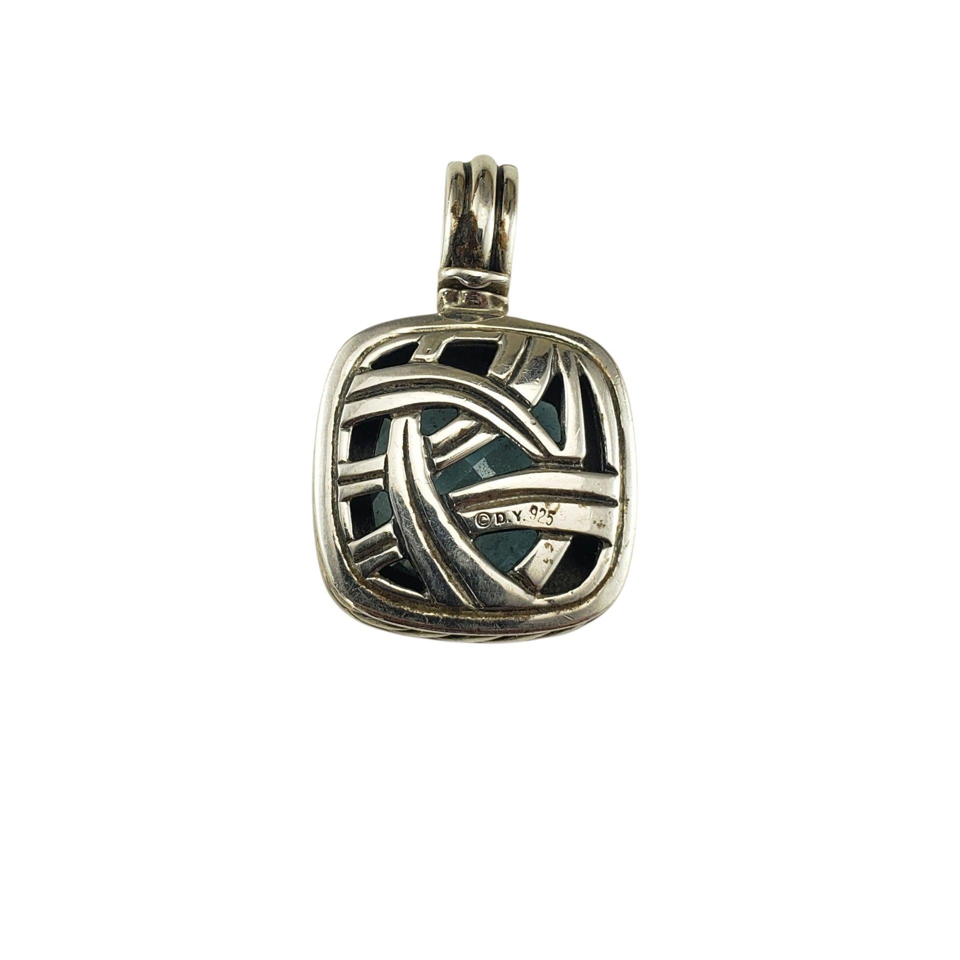 David Yurman Sterling Silver Blue Topaz Albion Pendant Enhancer #22961 In Good Condition For Sale In Washington Depot, CT