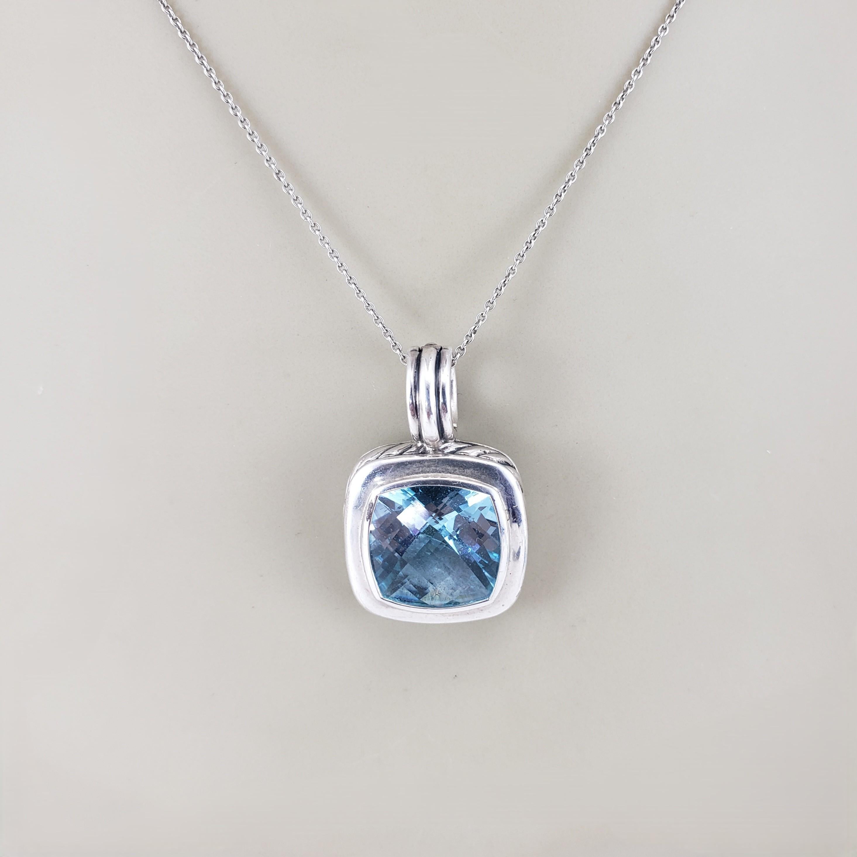 David Yurman Sterling Silver Blue Topaz Albion Pendant Enhancer #22961 For Sale 2