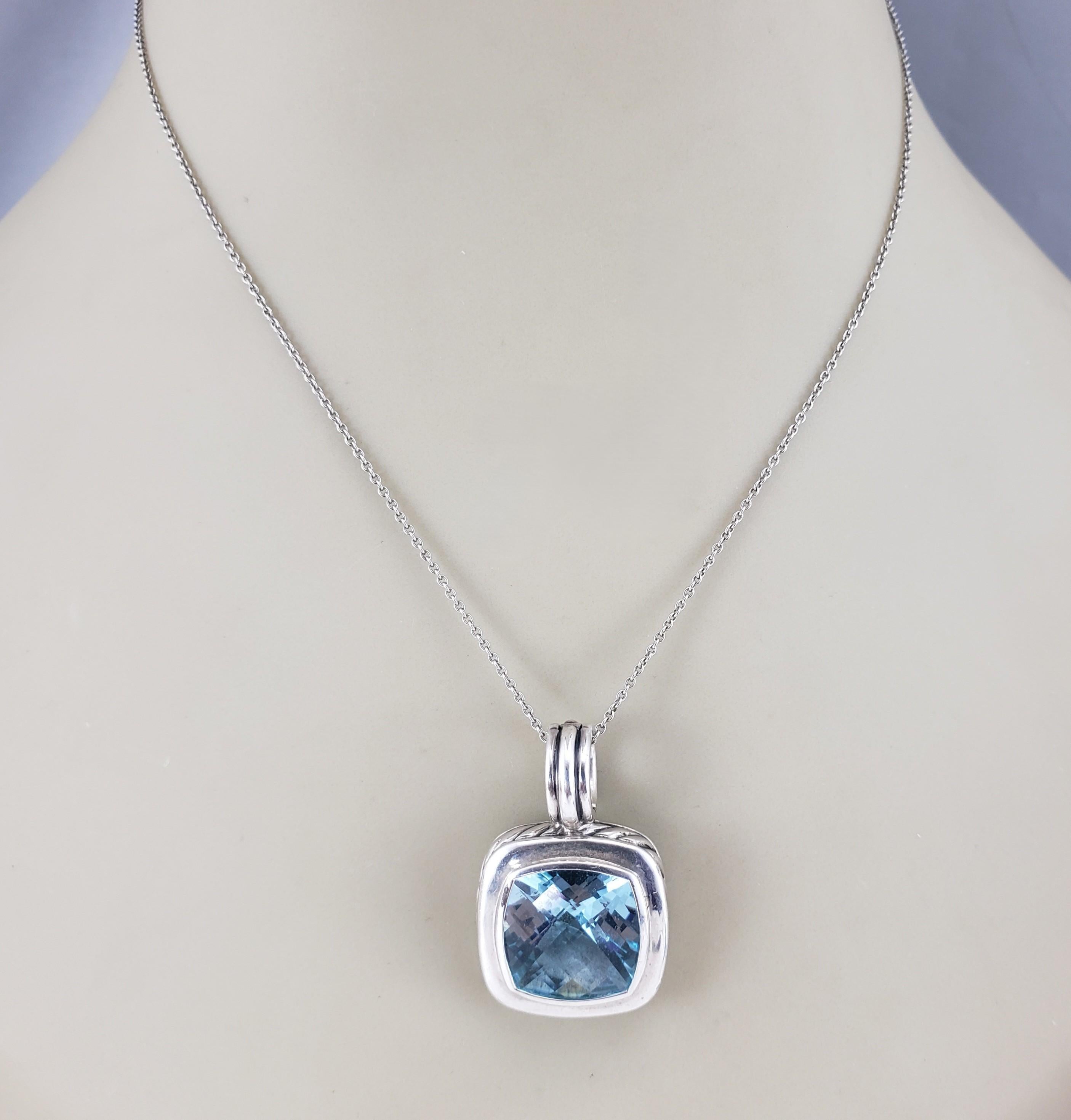 David Yurman Sterling Silver Blue Topaz Albion Pendant Enhancer #22961 For Sale 3