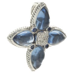 David Yurman Sterling Silver Blue Topaz and Diamond Renaissance Pendant