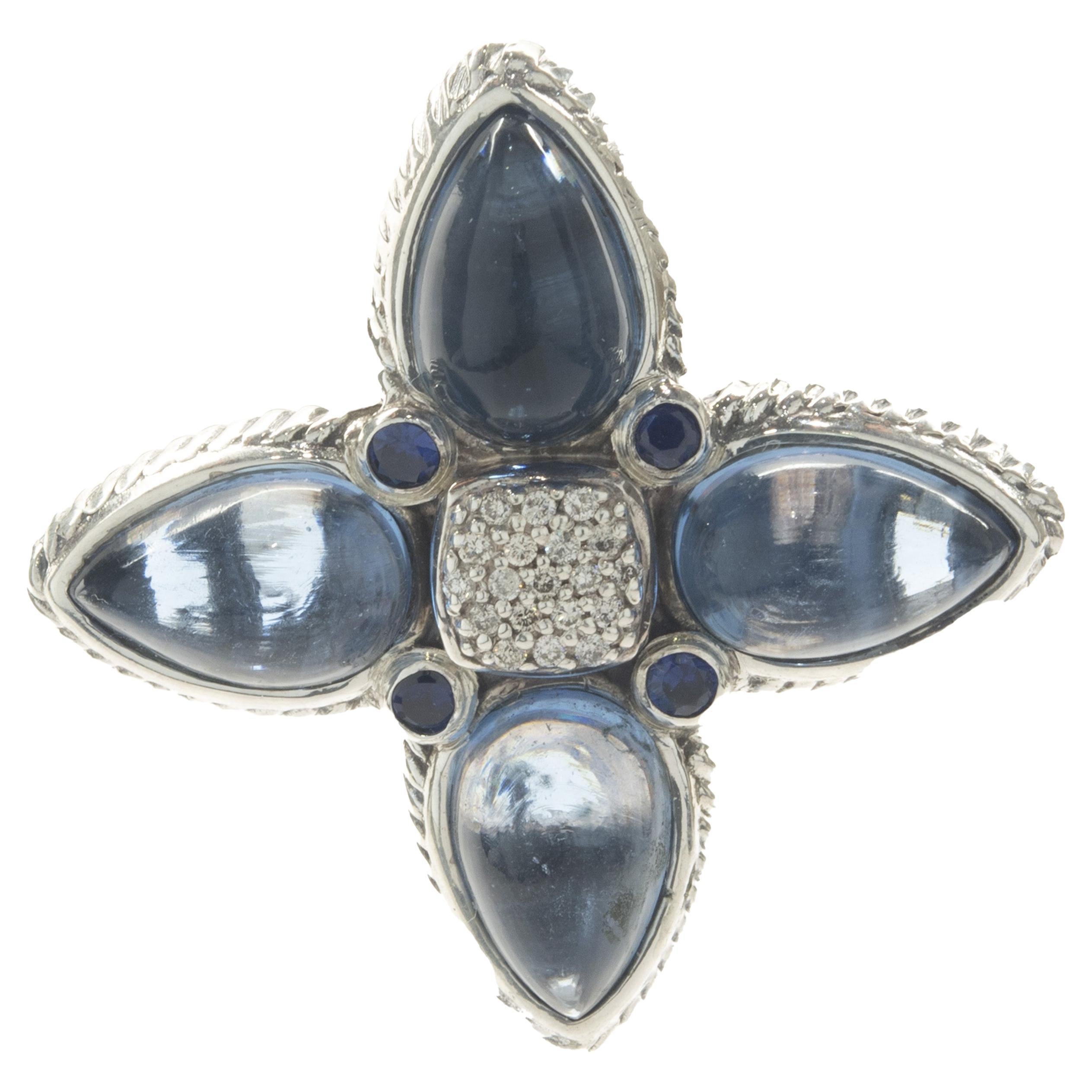 David Yurman Sterling Silver Blue Topaz and Diamond Renaissance Pendant