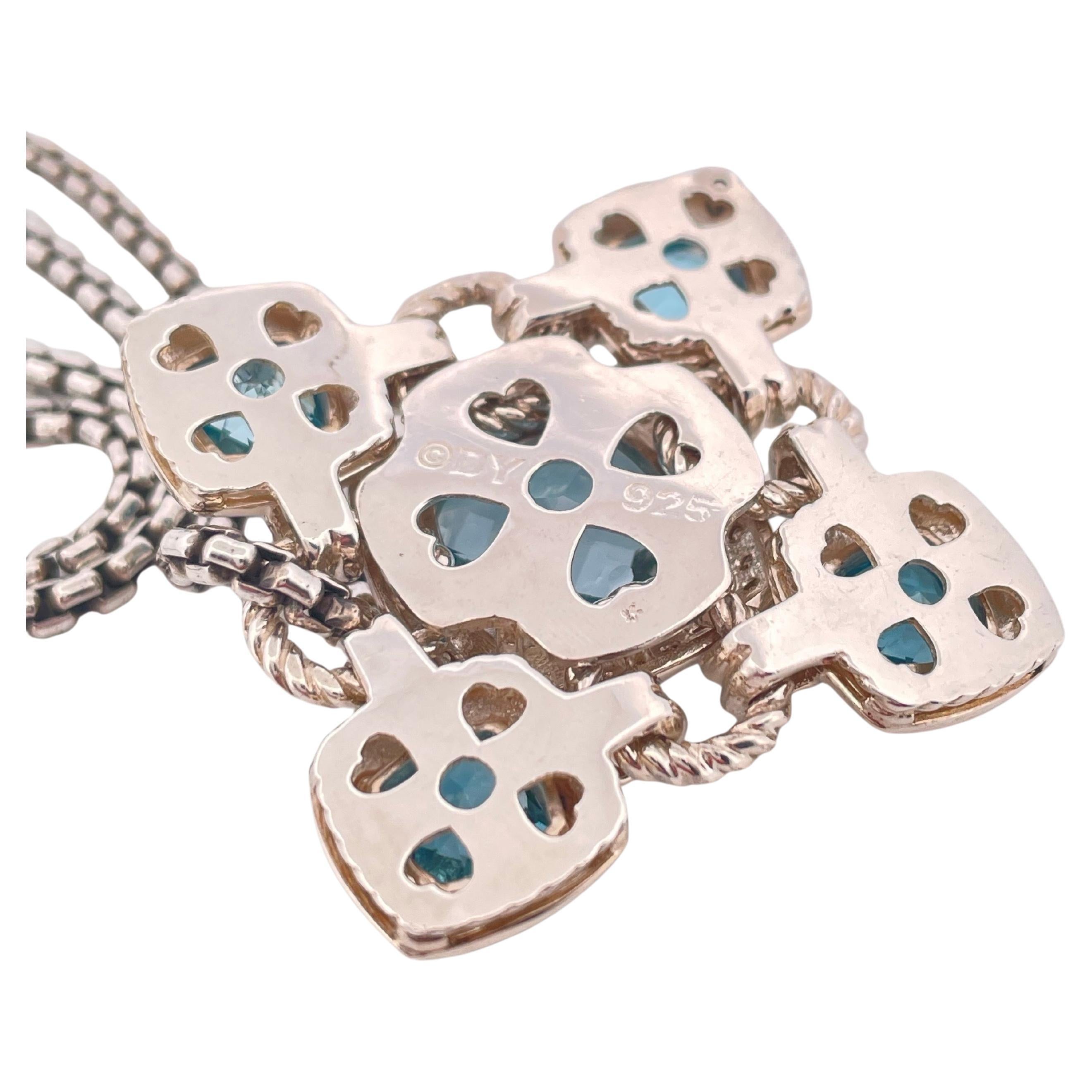 David Yurman Blue Topaz Renaissance Pendant & Chain Set in 925 Sterling Silver For Sale 1