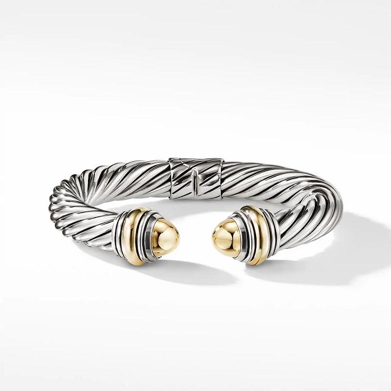 Sterling Silver with 14-karat Yellow Gold
Bonded Yellow Gold Domes
Bracelet, 10mm
Size Medium 
B14183 S4BGG