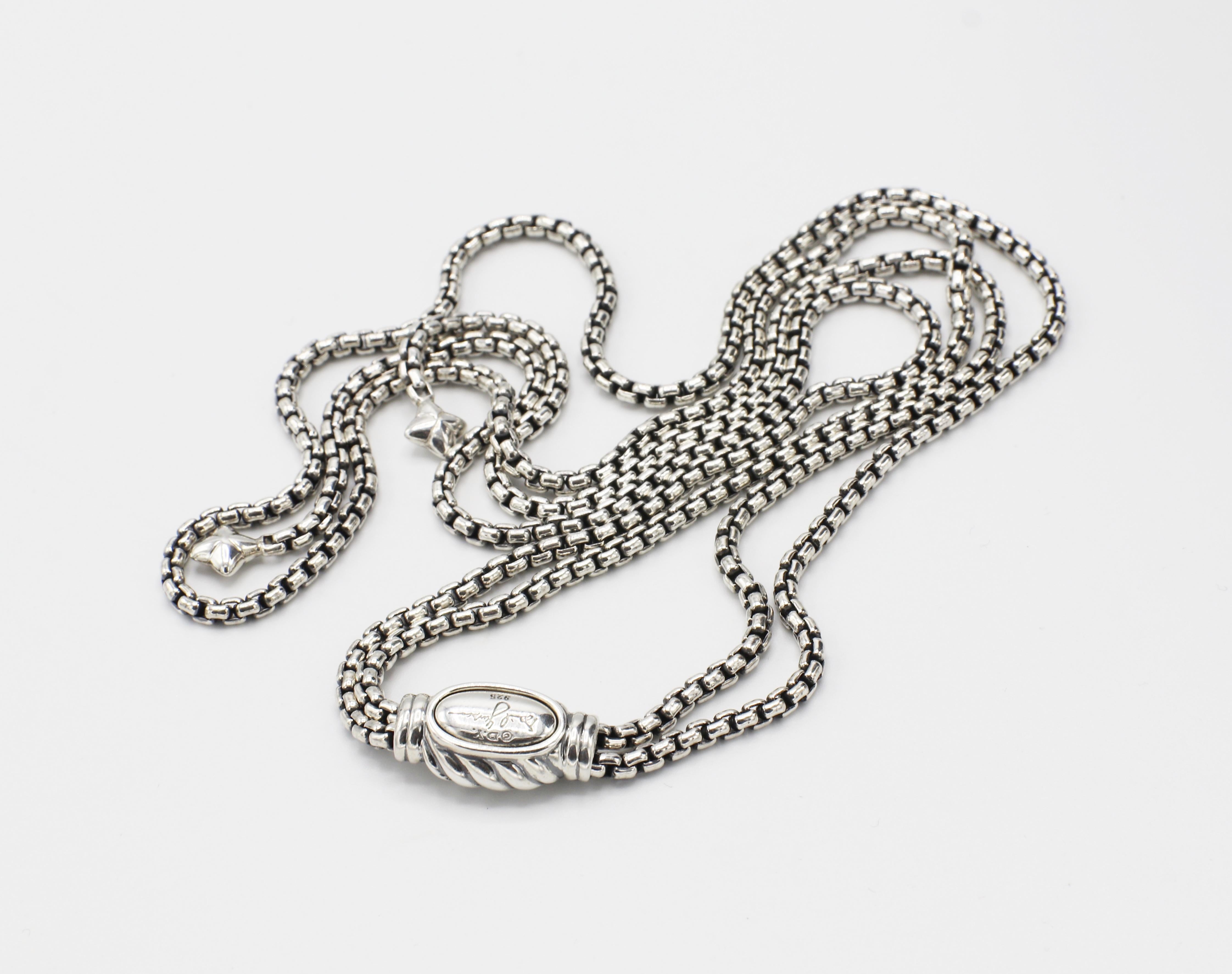 David Yurman Sterling Silber Box Kette Einstellbare Slide Halskette (Moderne)