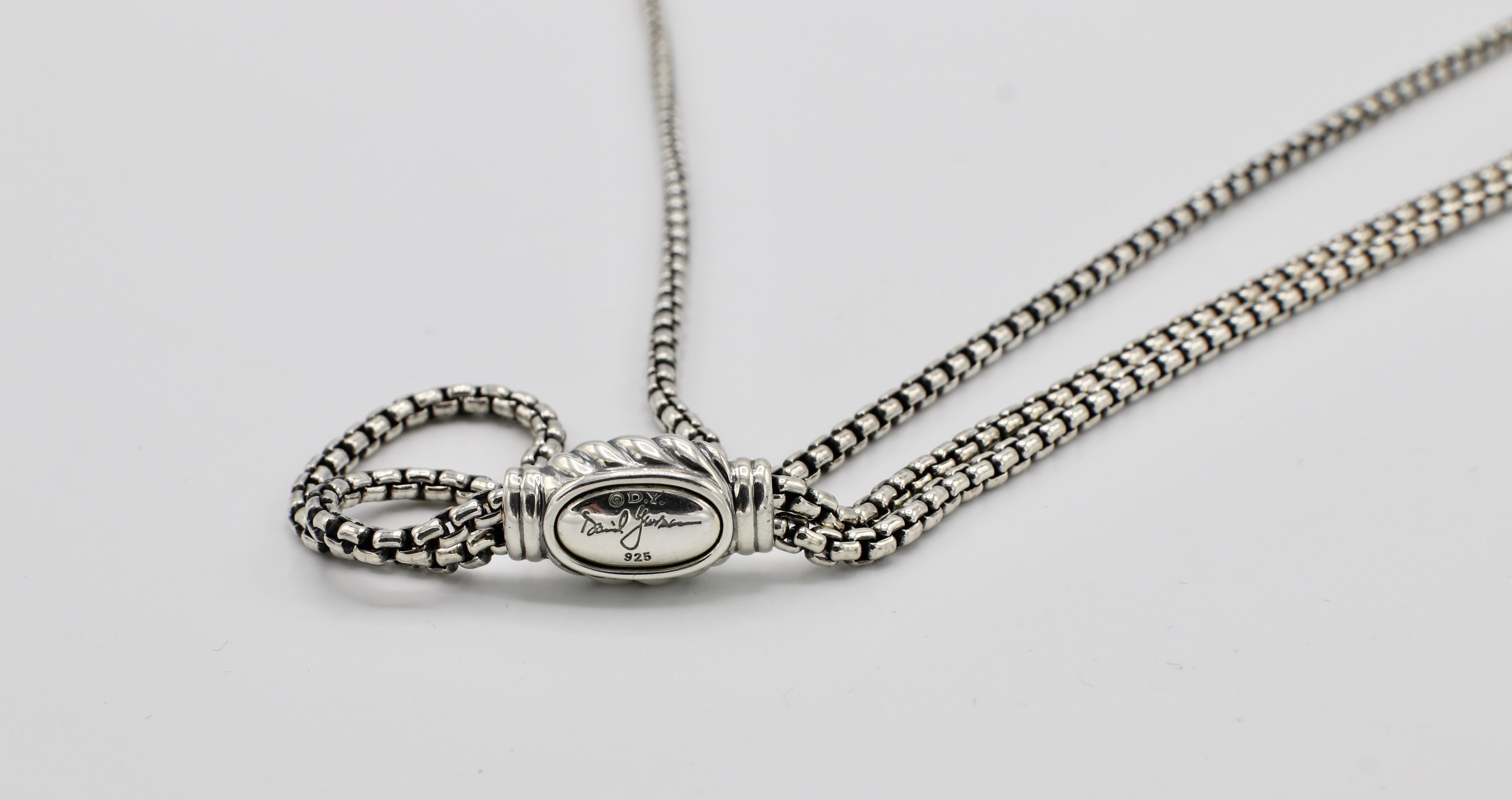 David Yurman Sterling Silber Box Kette Einstellbare Slide Halskette im Zustand „Hervorragend“ in  Baltimore, MD