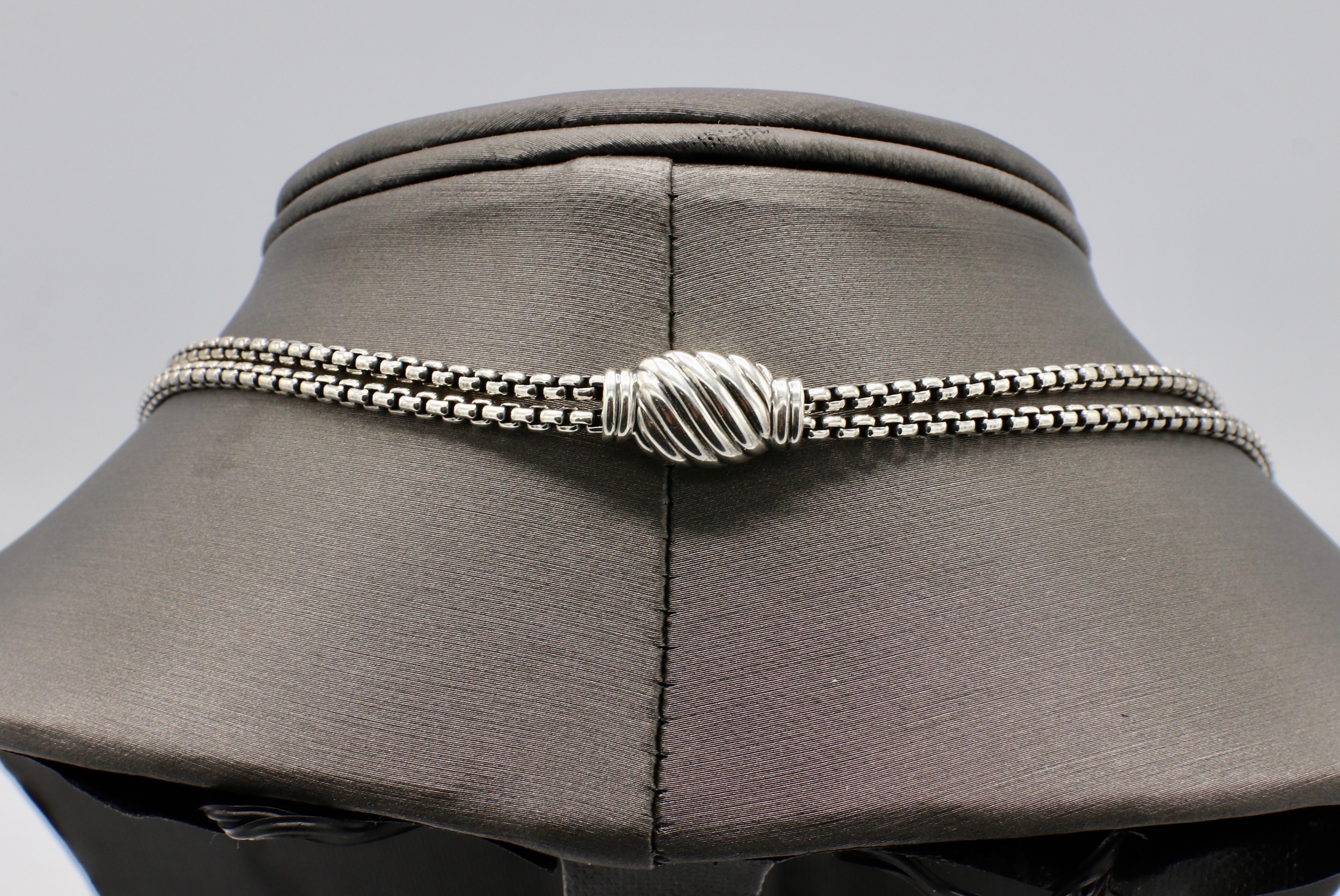David Yurman Sterling Silber Box Kette Einstellbare Slide Halskette 1
