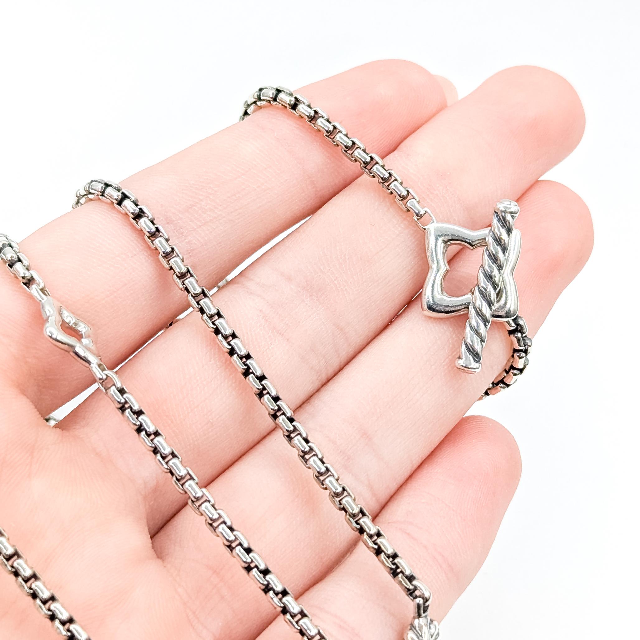 A. David Yurman - Collana a maglie quadrate in argento sterling con stazioni a forma di quadrifoglio in vendita 1