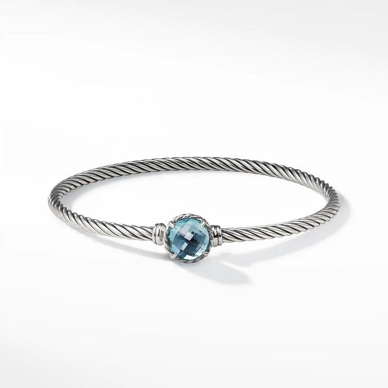 Sterling Silver
Faceted Blue Topaz
Bracelet, 3mm
Hook clasp
Size Medium 
B12609 SSABT