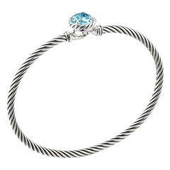 David Yurman Sterling Silver Bracelet with Blue Topaz B12609 SSABT