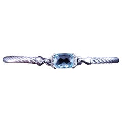 David Yurman Sterling Silver Bracelet with Blue Topaz & Diamonds