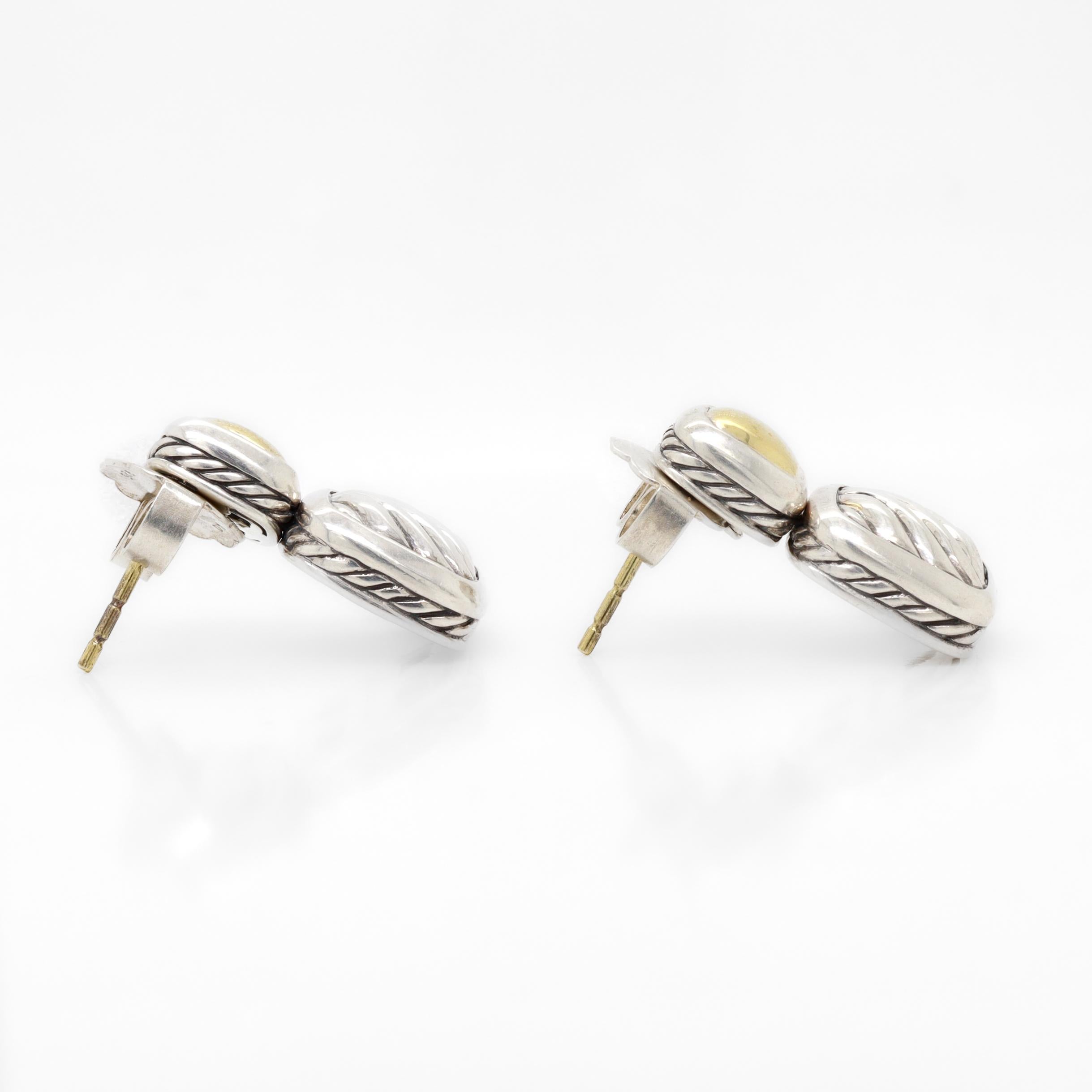David Yurman - Boucles d'oreilles pendantes en argent sterling et or 18 ct. en vente 5
