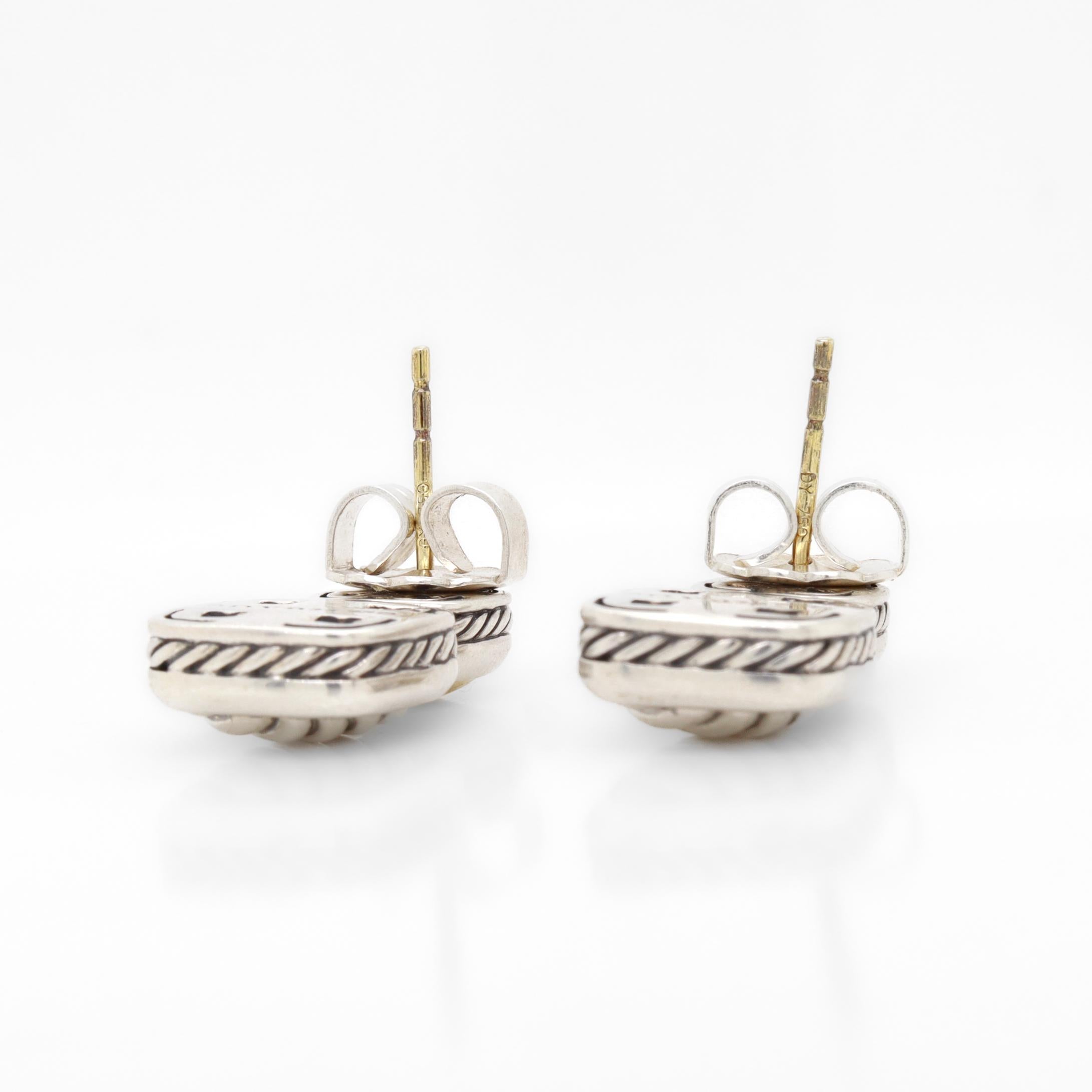 David Yurman - Boucles d'oreilles pendantes en argent sterling et or 18 ct. en vente 8
