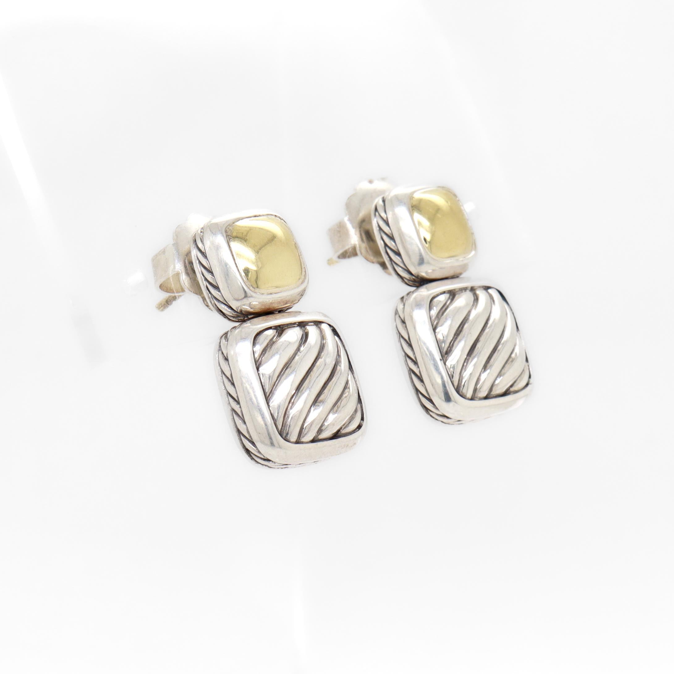 David Yurman - Boucles d'oreilles pendantes en argent sterling et or 18 ct. Pour femmes en vente