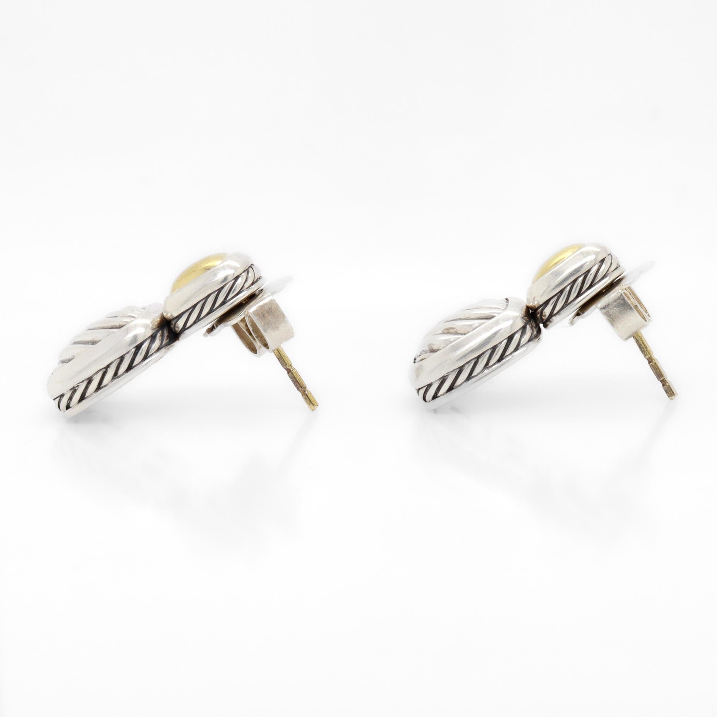 David Yurman - Boucles d'oreilles pendantes en argent sterling et or 18 ct. en vente 3
