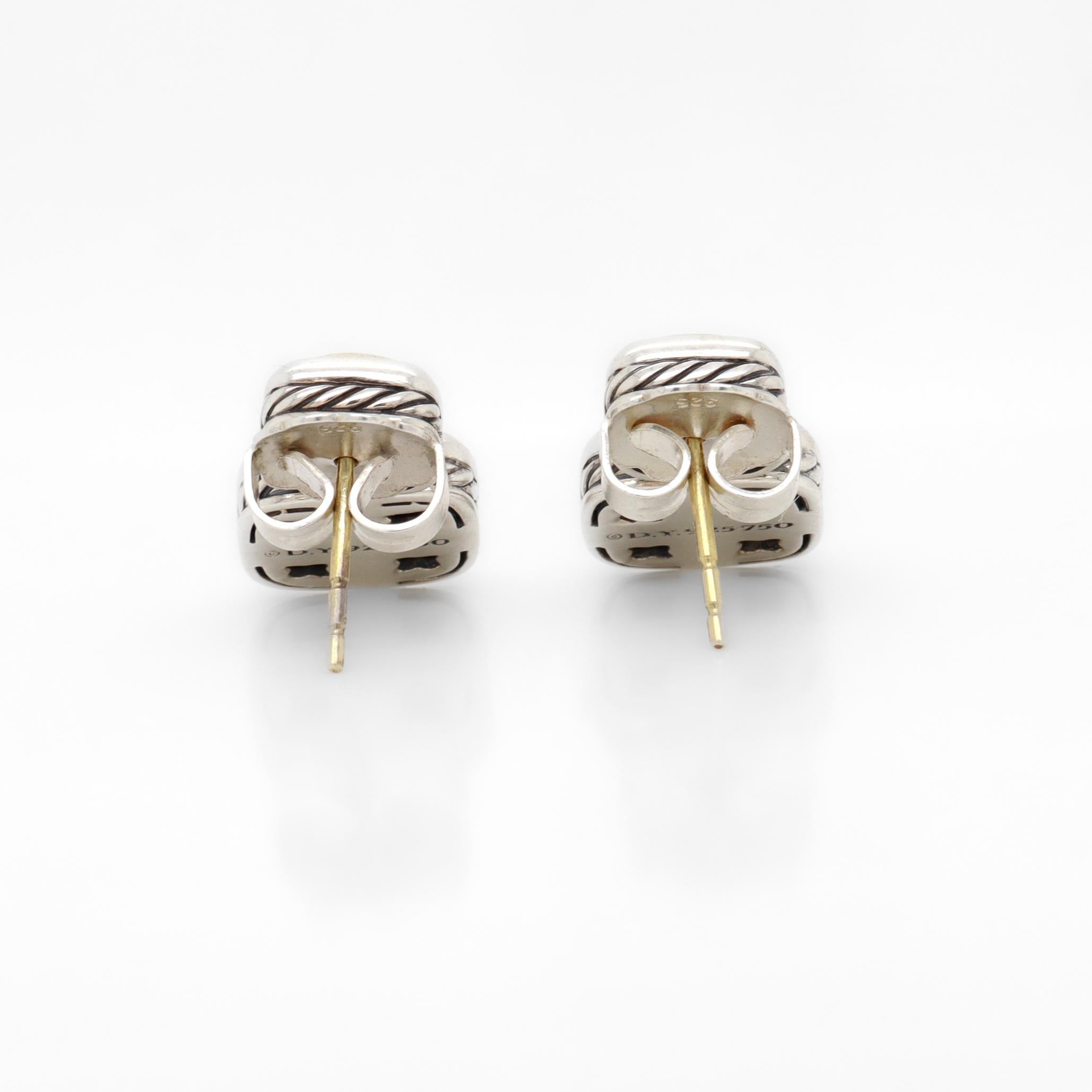 David Yurman - Boucles d'oreilles pendantes en argent sterling et or 18 ct. en vente 4