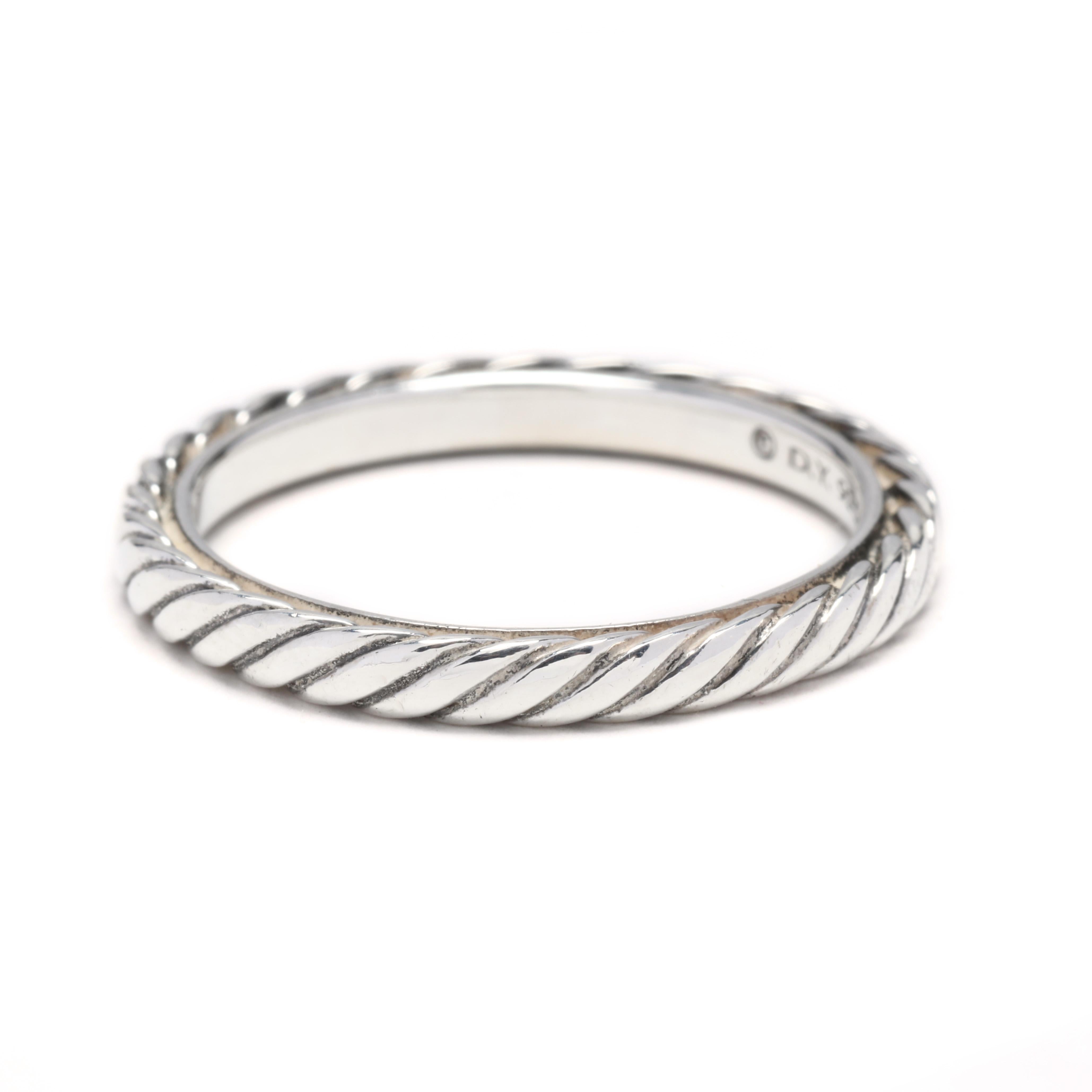 Women's or Men's David Yurman Sterling Silver Cable Band