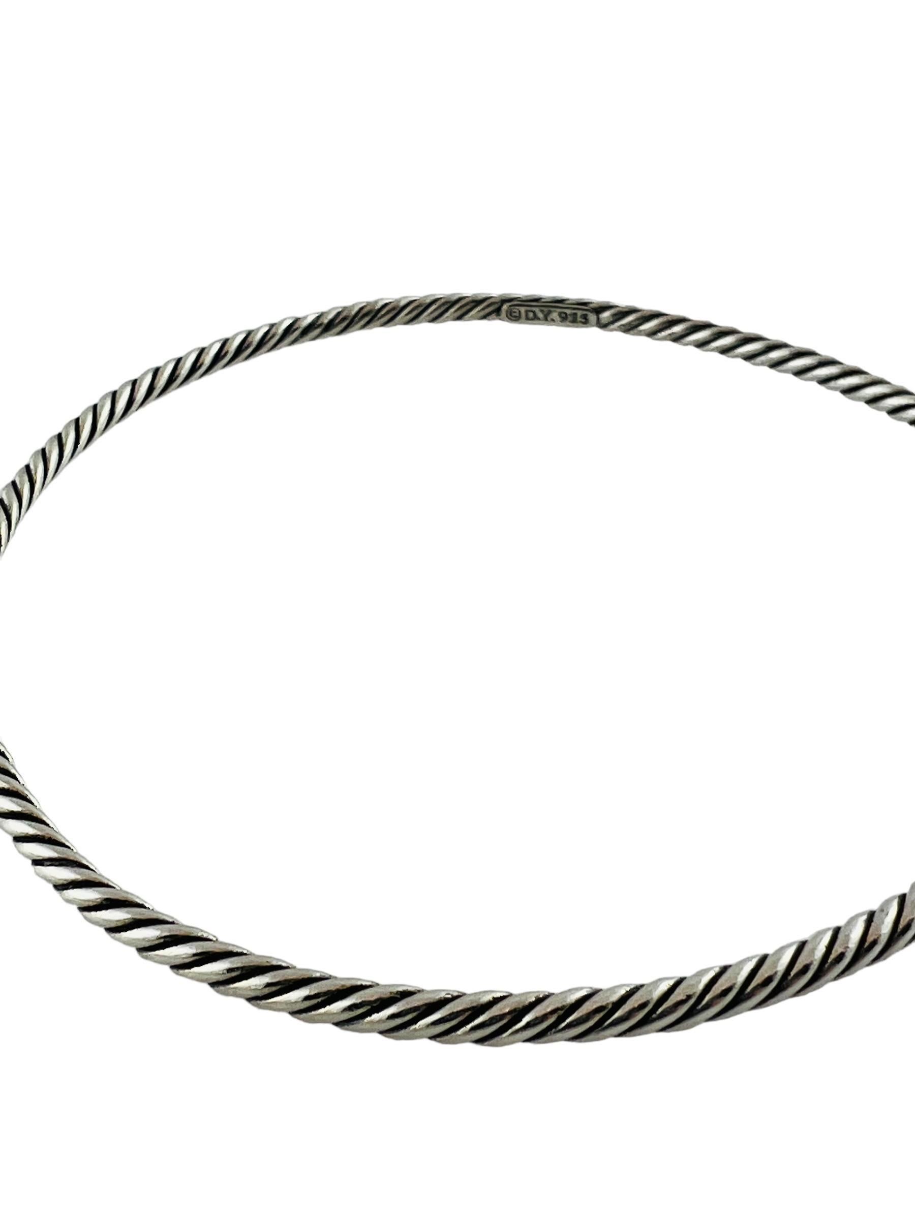 David Yurman Sterling Silver Cable Bangle Bracelet #16553 2