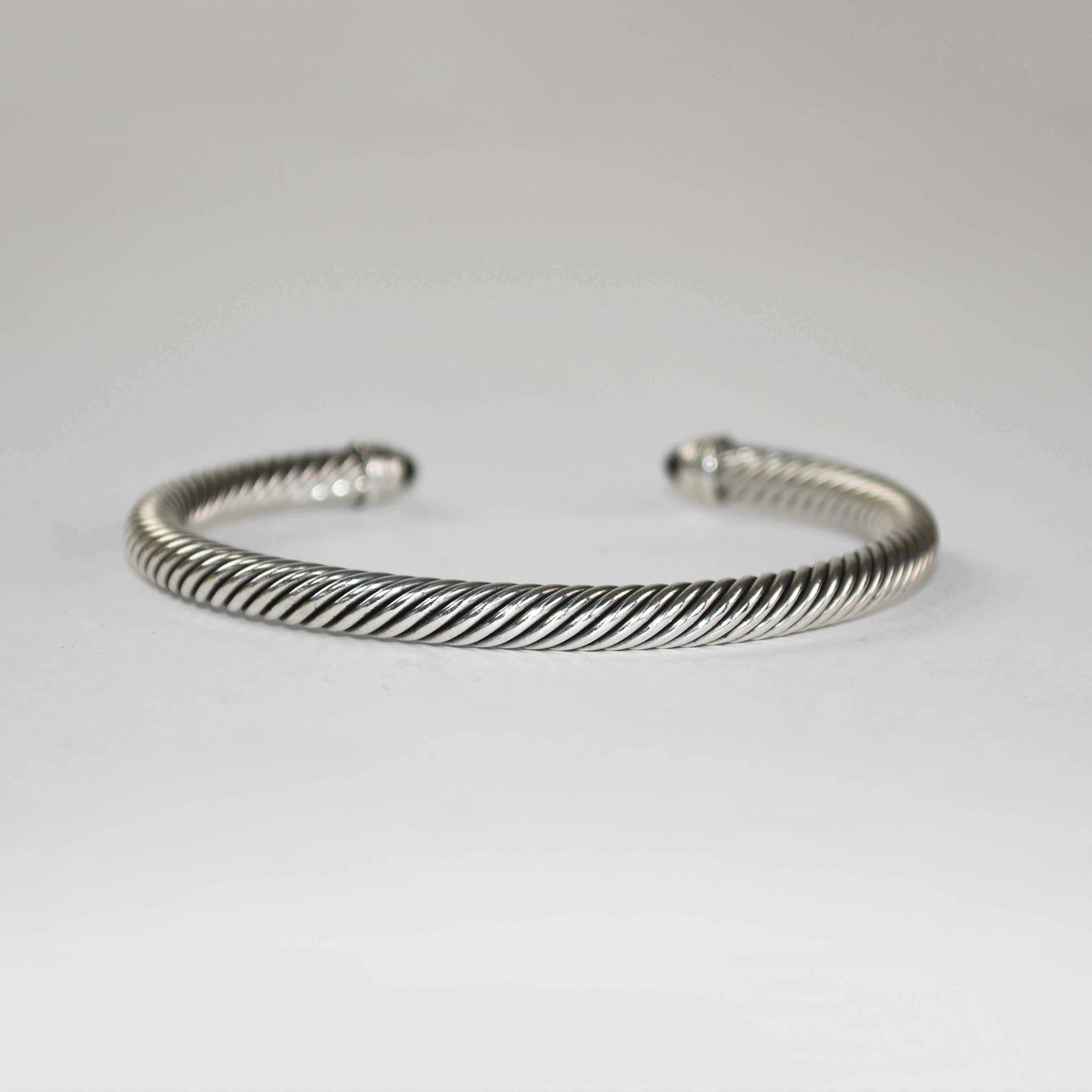 Women's or Men's David Yurman Sterling Silver Cable Bracelet 24.7g For Sale