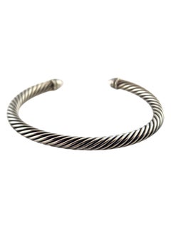 David Yurman Sterling Silver Cable Bracelet w/ Diamonds & Morganite w/Box #18926