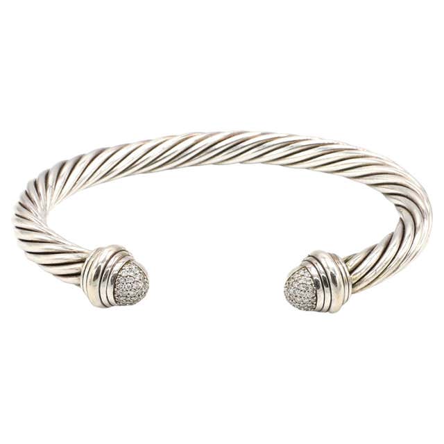 David Yurman Sterling Silver Black Diamond Cable Bangle Bracelet For ...