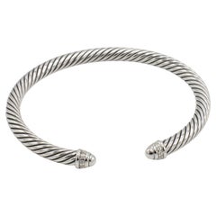 David Yurman Sterling Silver Cable Classic Natural Diamond Bangle Bracelet