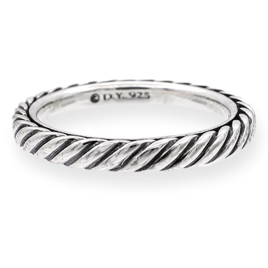 David Yurman 3mm Sterling Silver Cable Band Ring - a stackable essential for effortless elegance. With its iconic cable design and sleek 3mm width, this ring exudes timeless style and versatility. Perfect for any occasion, Fully hallmarked with logo