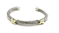 David Yurman Sterling Silver Cable Double X Bangle Bracelet