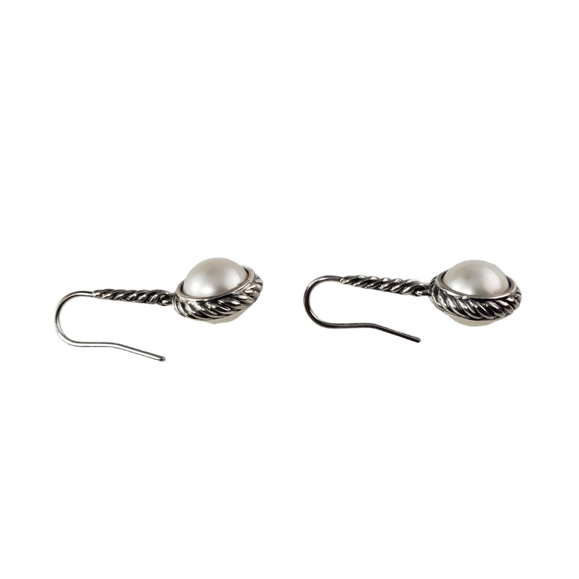 David Yurman Sterling Silver Cable Pearl Drop Earrings 3