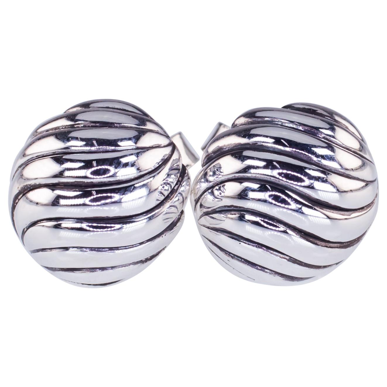 David Yurman Sterling Silver Cable Stud Earrings with Butterfly Backs Gorgeous!