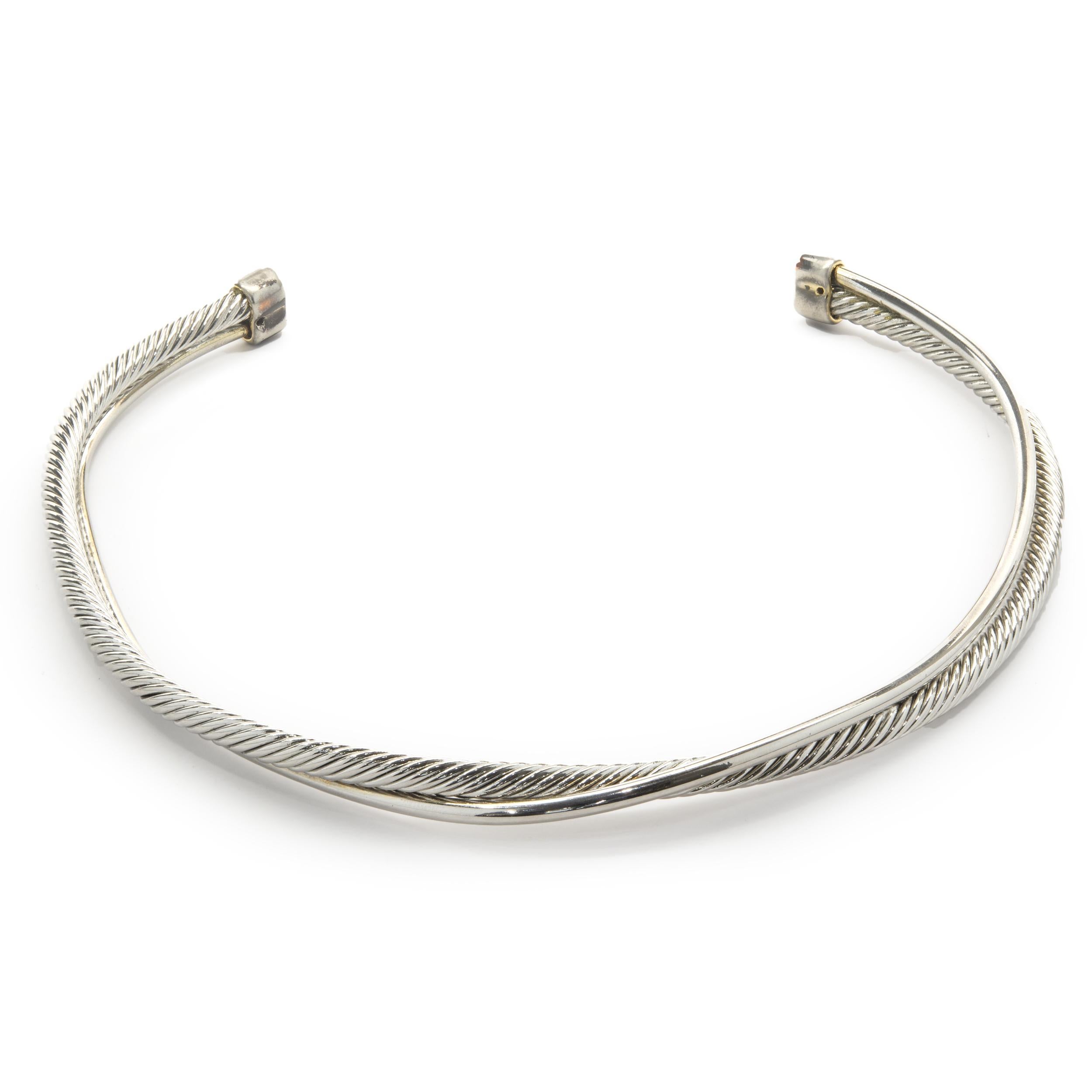 David Yurman Sterling Silver Cable Twist Collar Necklace In Excellent Condition In Scottsdale, AZ