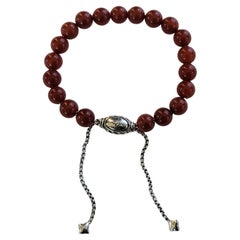 David Yurman, bracelet perles spirituelles à fermoir coulissant en argent sterling et cornaline