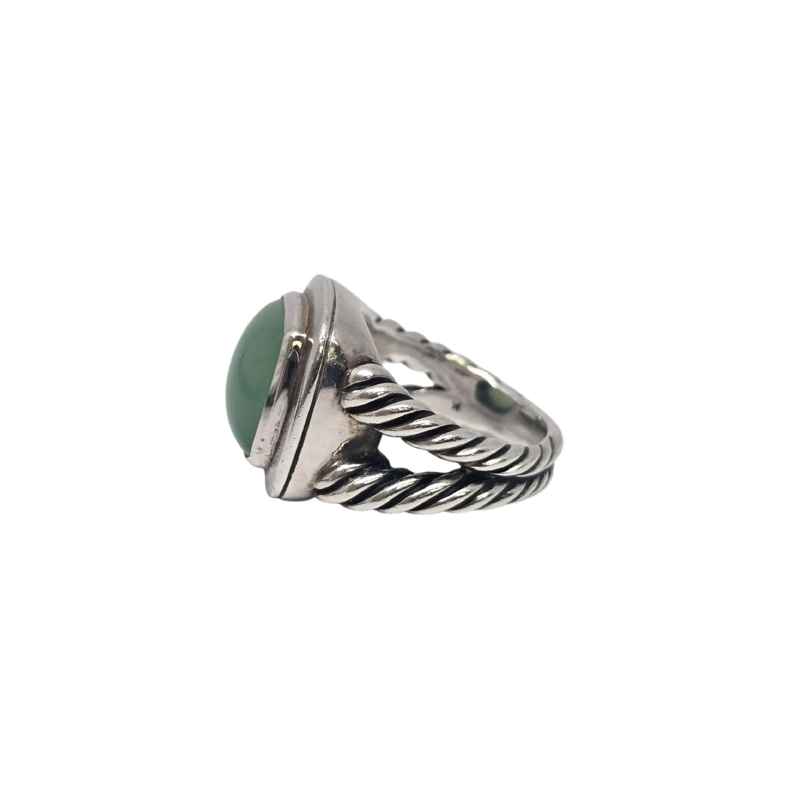 David Yurman Sterling Silver Chalcedony Albion Ring Size 9 #22227 In Good Condition For Sale In Washington Depot, CT