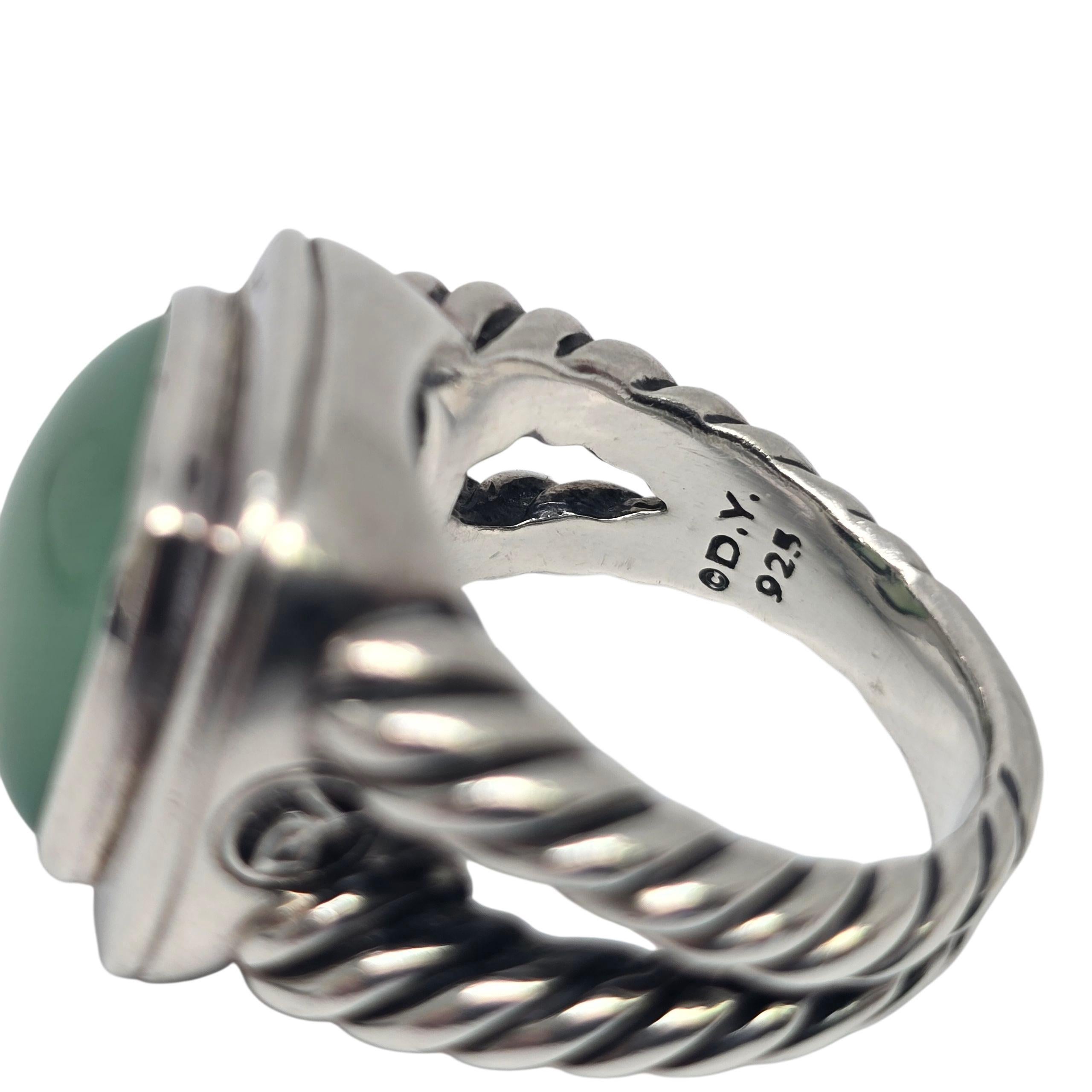 David Yurman Sterling Silver Chalcedony Albion Ring Size 9 #22227 For Sale 2