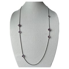 David Yurman Sterling Silver Chatelaine Amethyst Diamond Station Necklace