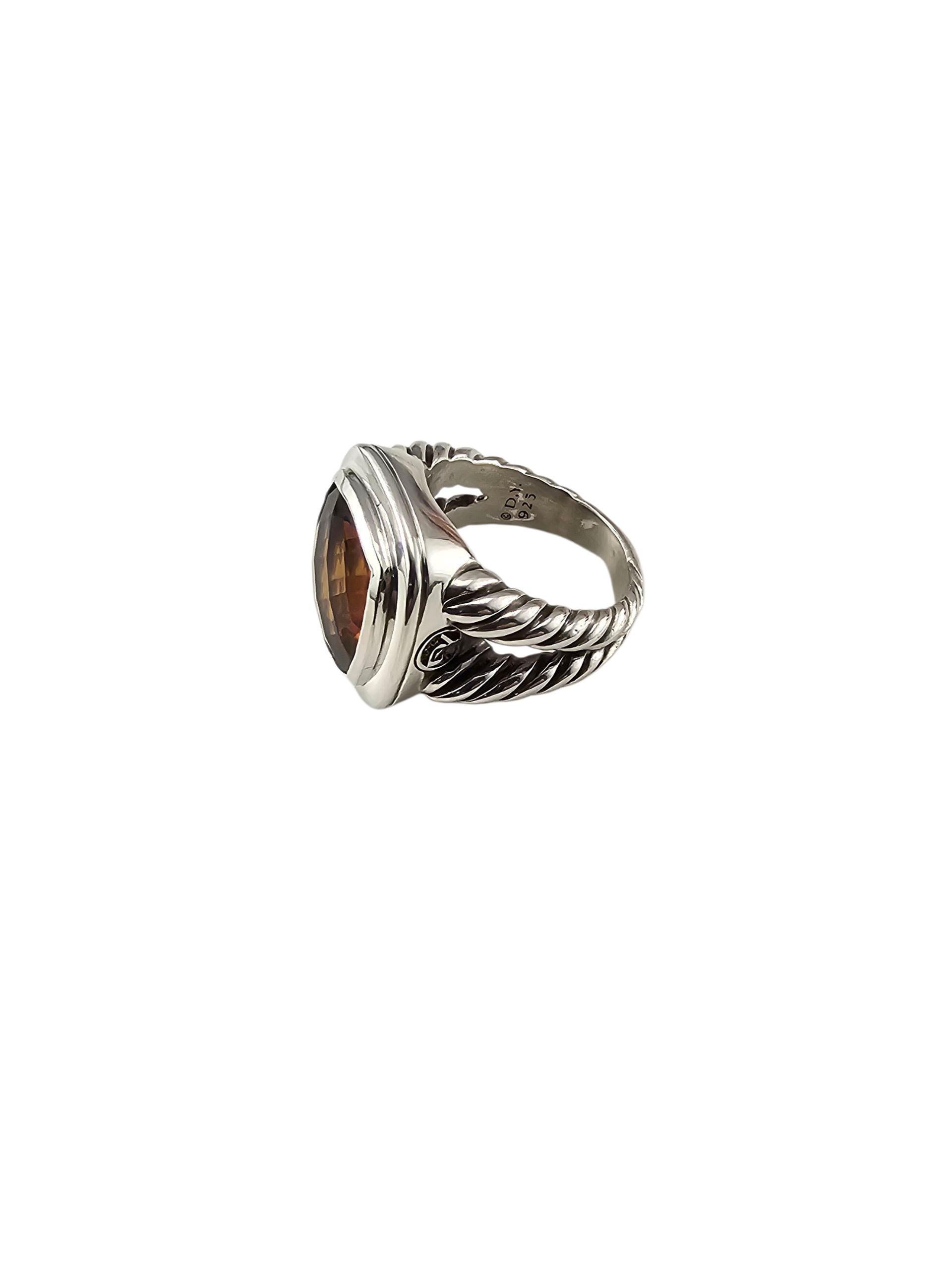 Taglio cuscino David Yurman Anello in argento Citrino Albion Misura 8,5 #23603 in vendita